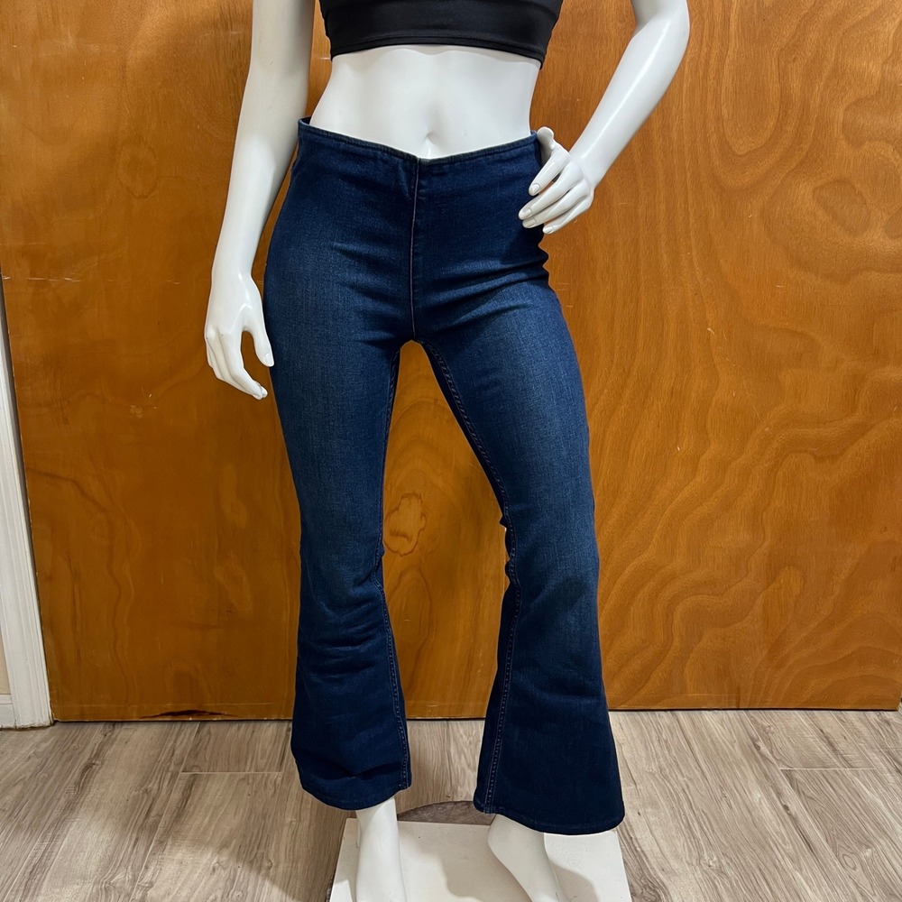 We The Free Free People Penny Pull On Flare Jeans Dark Wash Womens Size 28